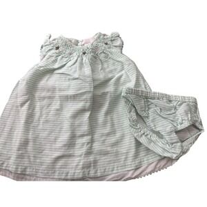 Janie and Jack Layette 0-3 months smocked striped dress bloomers set